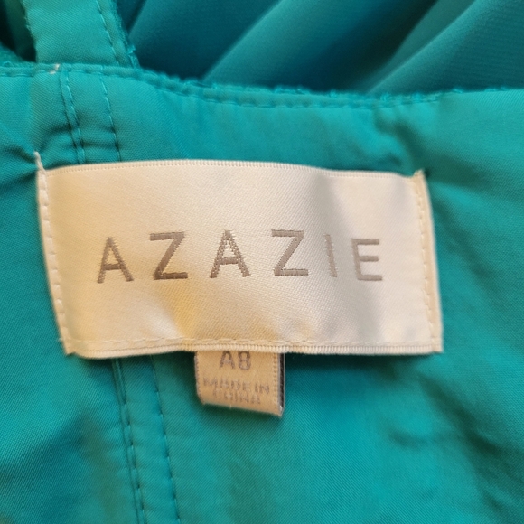 NWT Azazie Elisa in Jade Lace Bodice Long Chiffon Gown Size A8 - Picture 5 of 6